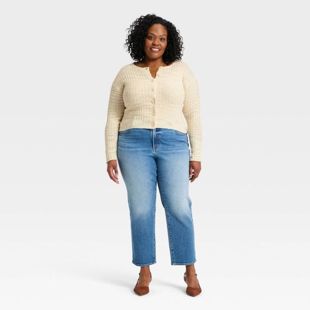Women's Rib Cardigan - Universal Thread Oatmeal 4X - Picture 3 of 3